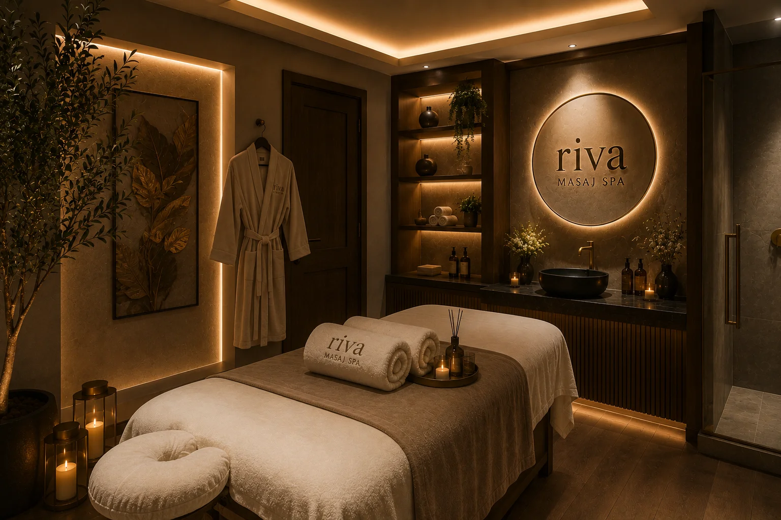 Derin doku masajı seansı için hazırlanan salon alanı